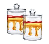 Ewusp Qtip Lot de 2 pots d'apothicaire en plastique transparent avec couvercle pour ketchup et moutarde