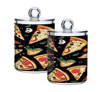 Ewusp Qtip Lot de 2 pots d'apothicaire en plastique transparent avec couvercle pour tranches de pizza et cotons-tiges