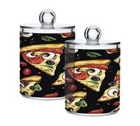 Ewusp Qtip Lot de 2 pots d'apothicaire en plastique transparent avec couvercle pour tranches de pizza et cotons-tiges