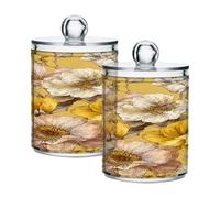 Ewusp Qtip Lot de 2 pots d'apothicaire vintage en plastique transparent avec couvercle pour coton-tiges