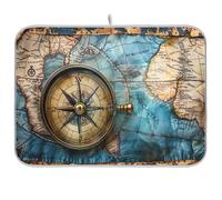 Ewusp Tapis de séchage vintage avec cartes du monde pour comptoir de cuisine 40,6 x 45,7 cm Ultra absorbant Accessoires de cuisine à usages multiples
