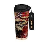 Ewusp Tasse à café isotherme à double paroi en acier inoxydable sans BPA avec drapeau aigle chauve 500 ml