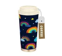 Ewusp Tasse à café isotherme arc-en-ciel 500 ml en acier inoxydable sans BPA réutilisable à double paroi