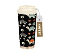 Ewusp Tasse à café isotherme en acier inoxydable avec motif tortues mignonnes de 500 ml, sans BPA, réutilisable, double paroi