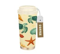 Ewusp Tasse à café isotherme Tortues 500 ml en acier inoxydable sans BPA réutilisable à double paroi