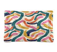 Ewusp Vibrant Lines Lit apaisant pour chien de petite, moyenne et grande taille - Lavable - Tapis de sol doux et confortable avec fond antidérapant - 60 x 46 x 4,5 cm