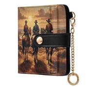 Ewusp Western Cowbery - Portefeuille compact à deux volets pour femme en cuir synthétique avec blocage RFID, poche zippée pour pièces de monnaie et fenêtre pour carte d'identité