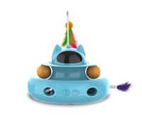 EWUYKMC Electric Intelligent Cat Toy, Laser Feather Teasing Cat Stick, Cat Turntable, Floor Mouse, Self Entertainment Pet Supplies(Blue)