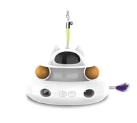 EWUYKMC Electric Intelligent Cat Toy, Laser Feather Teasing Cat Stick, Cat Turntable, Floor Mouse, Self Entertainment Pet Supplies (White)