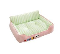 EWUYKMC Spring and Summer Dog Stripes, Fresh and Cute big Eyes, Cute backrest Dog Bed, Cat Sofa for All Seasons, XL:80 * 60cm
