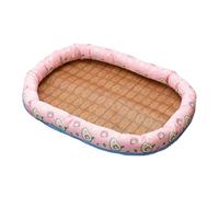 EWUYKMC Straw Cat Basket with Mat, Woven Cat Sleeping Place, Pet Cool Mat Nest, Summer Rattan Woven XXL90*55cm