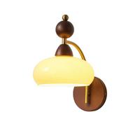 EWUYKMC Wall lamp with American white glass lampshade and wooden base, suitable for wall mounted reading lights in living rooms, corridors, bedrooms