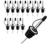 Ewwtrey 12 Pcs Verseurs de Bec de Bouteille, Verseurs Vitesse en Acier Inoxydable, Bec Verseur Bouteille pour Liqueur Vin Cocktails Huile Jus Boissons