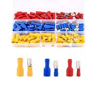 Ewwtrey 200 Pièces Cosse Electriques, Connecteurs Fil électriques, Assortiment de Cosses à Sertir, Connecteurs électriques Connecteurs à sertir Compris Cosses de câble à anneau - Rouge, Jaune, Bleu