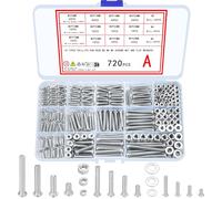 Ewwtrey 720 PCS Vis Galvanisées avec écrous et Rondelles, M3 M4 M5 Assortiment de Vis à Tête Cylindrique en Croix, Ensemble d'écrous et Boulons pour électronique Industrielle de Bureau à Domicile