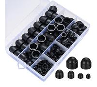 Ewwtrey Lot de 145 capuchons à vis et écrous en plastique pour M4 M5 M6 M8 M10 M12 Protection des vis Noir