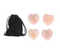 Ewxdghy Lot de 4 Pierres de soucis pour Le Pouce, Quartz Rose, Cristaux d'équilibrage Reiki, Pierres de méditation en Forme de cœur, Taille Paume, avec Sac de Rangement pour soulager