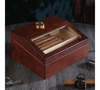 EWYRJYH Cave à Cigares, Couvercle à Charnière, Hygromètre et Humidificateur Intégrés pour Un Stockage Optimal des Cigares Haut de Gamme