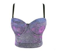 EWYRJYH Hauts Courts Bustiers Sexy pour Femmes, Couleur Unie, Bretelles Spaghetti, Corset, Mode, pour Sortir(Purple,34B/75)