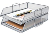 Ex63574-2slv Lot De 2 Trieurs De Papier/Plateau/Organiseur De Bureau/Porte-Dossiers En Maille Métallique Multifonction Pour Bureau,École,Étude