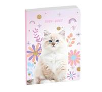 EXACOMPTA - 1 Agenda Journalier Forum Animal - Visuel Chat Angora Blanc - Format 12 x 17 cm - Août 2026 à Juillet 2027