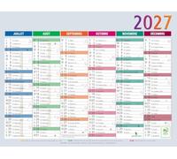 EXACOMPTA - 1 Calendrier Mural Annuelle Multicolor Double Face - Format 30 x 22 cm - Janvier 2027 à Décembre 2027
