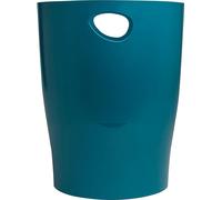 EXACOMPTA - 1 Corbeille à papier avec poignées ECOBIN NeoDeco - Volume 15 litres - Dimensions 26,3 x 26,3 x 33,5 cm - pour le bureau ou la maison - Couleur bleu canard