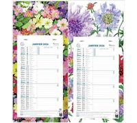 Exacompta - 1 Plaque Calendrier Mensuel Long - Motif Fleurs - Janvier 2026 à Décembre 2026 - Format 19 x 41 cm - 2 Visuels Aléatoires