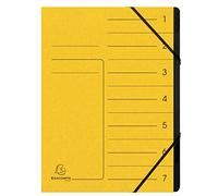 Exacompta - 1 trieur dos agrafé - Jaune - Avec élastiques - 7 compartiments | Couverture imprimée en carte lustrée et intérieur en carte recy noire - Dim. 24,5x 32 cm - A4