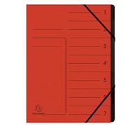 Exacompta - 1 trieur dos agrafé - Rouge - Avec élastiques - 7 compartiments | Couverture imprimée en carte lustrée et intérieur en carte recy noire - Dim. 24,5x 32 cm - A4