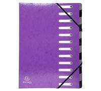 Exacompta - 1 trieur HARMONIKA Iderama - Violet - Dos extensible - A4 | Avec élastiques et fenêtres découpées - En carte lustrée pelliculée - 12 compartiments - Dim. 24,5x32 cm