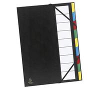 Exacompta - 1 trieur Ordonator - Avec élastiques - Format A4 | Couverture rigide en carton - Onglets neutres - Porte-étiquette - 9 compartiments - Dim. 23,5x 33,5 cm - Couleurs aléatoires