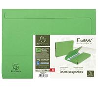 Exacompta Chemises poche à soufflet 32 mm 290 g/m² 100% recyclées Ange Bleu A4 vert vif pack de 10