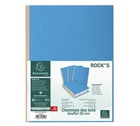 Exacompta Chemises à soufflet rigides ROCK'S 320 g/m² – Dos toilé 30 mm – 24×32 cm Bleu (Paquet 10)