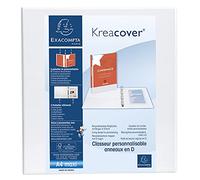 Exacompta Classeur à anneaux Kreacover personnalisable 4 anneaux D60 A4 maxi Dos 9 cm blanc