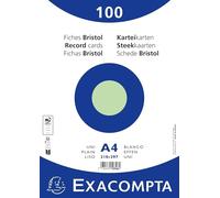 Exacompta 10 paquets de 100 Fiches Bristol unies sous film 210 x 297mm Vert