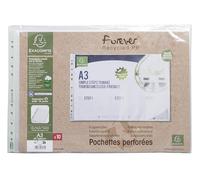 Exacompta 10 Pochettes Perforées A3 PP Grainé Recyclé 9/100ème Cristal