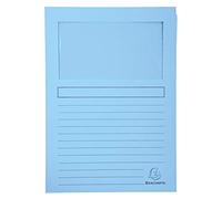 Exacompta Chemises à fenêtre sans plastique SUPER 160 g/m² Paquet 100 A4 22x31 cm Bleu clair PEFC