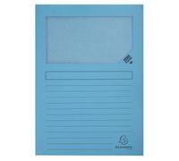 Exacompta Chemises à fenêtre Réf. 50162E 160 g/m² Paquet 100 PEFC Bleu vif A4 22x31 cm Sans plastique