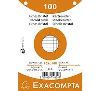 Exacompta Fiches bristol A5 14,8x21 cm Petits carreaux 5x5 Perforées 4 couleurs Lot 100 Papier épais