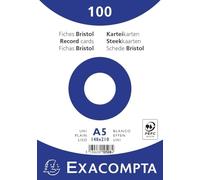 Exacompta Fiches bristol Réf. 10508E 148×210 mm 100 pièces non perforées blanches sous film
