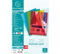 Exacompta 1000 Pochettes Coins A4 PP Grainé 12/100ème 4 Couleurs
