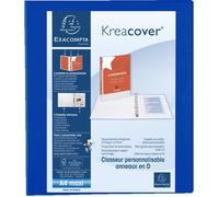 Exacompta - Réf. 51842BE - Carton de 10 classeurs personnalisable 3 poches - 4 anneaux en D de 30 mm - Dos 47 mm - Dimensions extérieures : 32 x 27,7 cm - Format à classer A4 Maxi - Bleu
