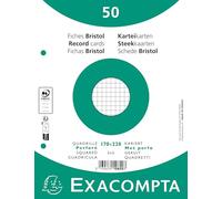 Exacompta 1200 Fiches Bristol 5x5 Perforées Sous Film 170 x 220 mm Blanc