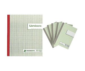 Exacompta 13161E Manifold Livraisons 21/18 50 Feuillets Triples Autocopiants & 3240SE Paquet de 5 Manifolds quadrillé 5x5 petits 14,8 x 10,5 cm 50 feuillets dupli autocollant numéroté de 1 à 50