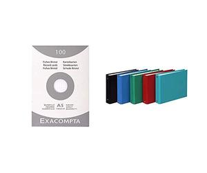 Exacompta 13208E Etui refermable de 100 fiches bristol 14,8 x 21 cm quadrillée 5 x 5 non perforées Blanche & 51059E Classeur 16.5 x 24 x 3.5 cm Coloris aléatoire