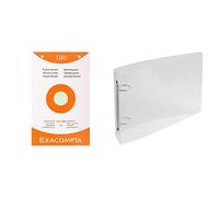 Exacompta 13653E Etui refermable de 100 fiches bristol 12,5x20 cm quadrillées 5x5 perforées & Classeur semi-rigide PP Crystal - 2 anneaux ronds diamètre 25mm - Dos 35 mm - Dimensions extér.: 16,5x24cm