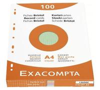 Exacompta 13656e Etui 100 Fiches Bristol 4 Coloris Assortis Bleu/Jaune/Vert/Rose 210/297 5x5 Perforée