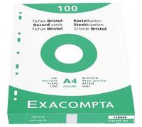 Exacompta – Étui de 100 fiches bristol Réf.13666E 210 x 297 mm perforées grand côté Blanc