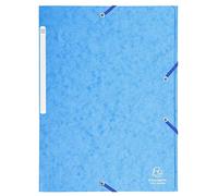 Chemise 3 rabats et élastique monobloc, carte lustrée 5/10e azur, élastique fixé devant